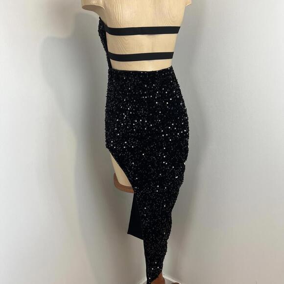 Brand New Shein Women Small 4 Black Sequin Strapless Eveningwear Slip Dress Gown - Picture 2 of 14